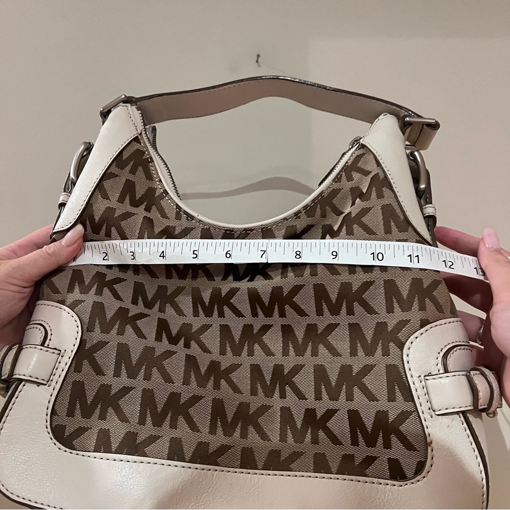 Michael Kors Saddle White with Brown MK Logo Purse - Picture 6 of 6